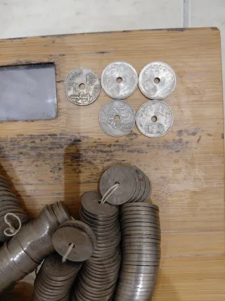 Monedas 25 céntimos 1927 y 1937