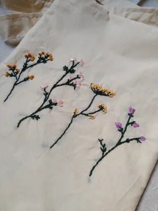 Bolso de tela bordado flores