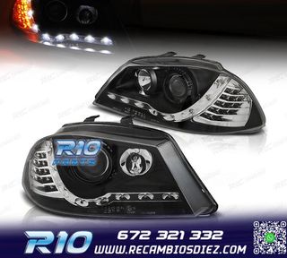 FAROS SEAT IBIZA 6L 02-08 LUZ DIURNA Y INTERMITENTE LED FOND