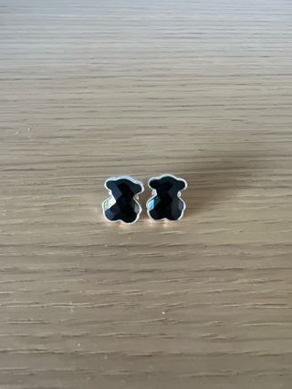 Pendientes Oso Onix Tous Plata
