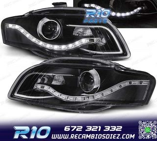 FAROS AUDI A4 B7 LUZ DIURNA LED FONDO NEGRO 04-07