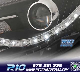FAROS AUDI A4 B7 LUZ DIURNA LED FONDO NEGRO 04-07