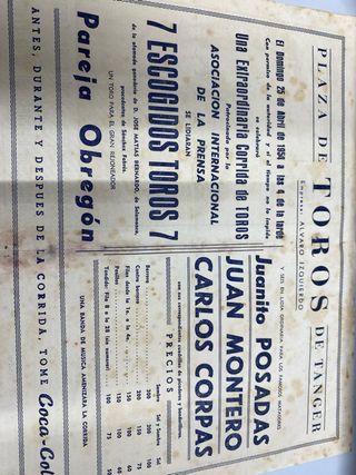 Cartel Folleto Toros Tánger 1954