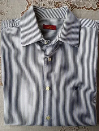 Camisa Caramelo Rayas Azul y Blanca