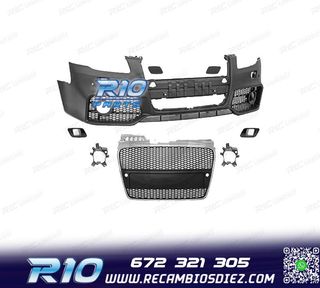 PARAGOLPES DELANTERO AUDI A4 04-07 LOOK RS4 REJILLA CROMO-NE