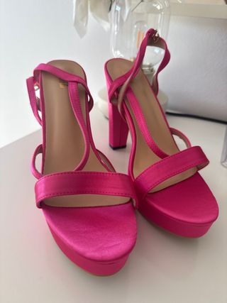 Zapatos de tacón rosa plataforma