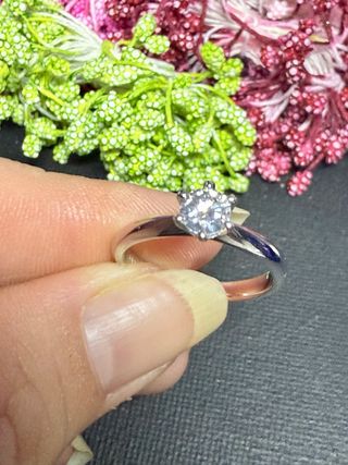 Lujo! Anillo Plata 925 Chapado Oro Blanco