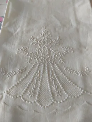 Lotto 6 Asciugamani Lino Ricamati Vintage