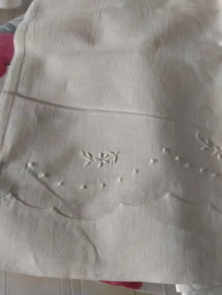 Lotto 6 Asciugamani Lino Ricamati Vintage