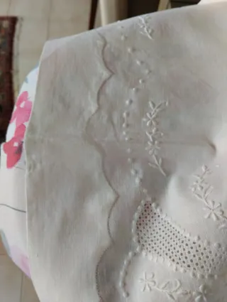 Lotto 6 Asciugamani Lino Ricamati Vintage