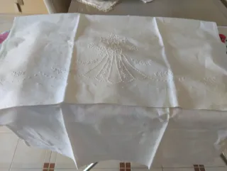 Lotto 6 Asciugamani Lino Ricamati Vintage