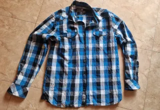 Camisa cuadros Denim&Co azul y negro