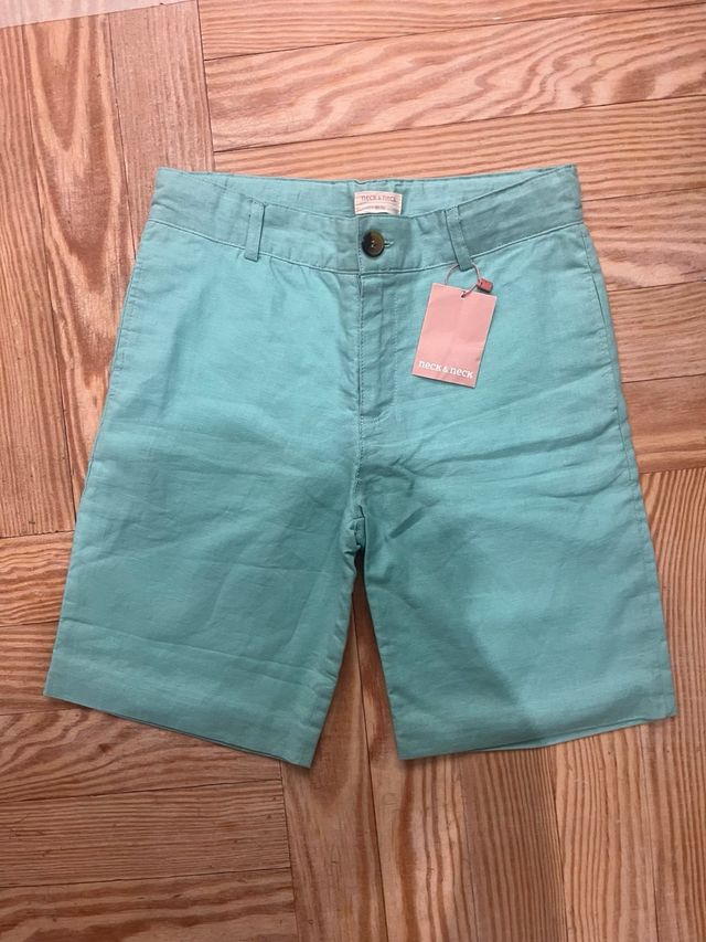 Pantalones cortos lino verde Neck&Neck 9-10 años