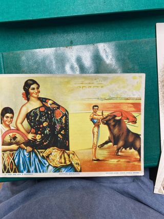 Postal antigua flamenca y toros