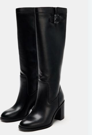 Botas altas Zara negras con hebilla