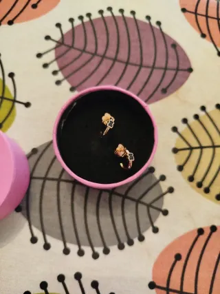 Pendientes Aro Tous Flor Negro y Dorado