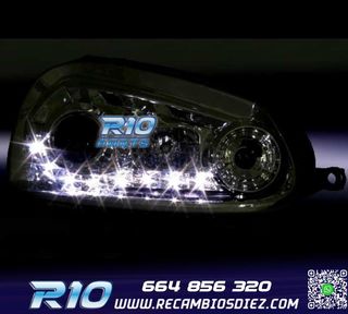FAROS VOLKSWAGEN VW GOLF MK5 03-08 LUZ DIURNA LED FONDO CROM