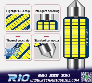 BOMBILLA LED C10W FESTOON 39MM 36LED