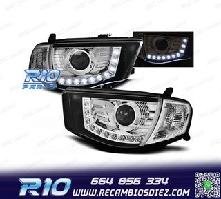 FAROS MITSUBISHI L200 06-10 LUZ DIURNA FONDO CROMO