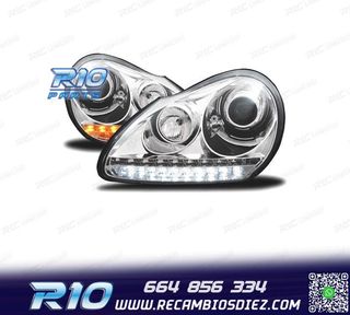 FAROS PARA PORSCHE CAYENNE 03-07 LUZ DIURNA XENON FONDO CROM