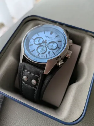 Reloj Fossil Hombre Azul y Cuero