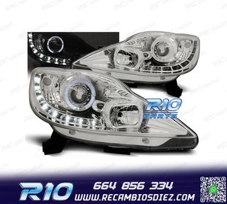 FAROS PEUGEOT 107 05-12 LUZ DIURNA FONDO CROMO
