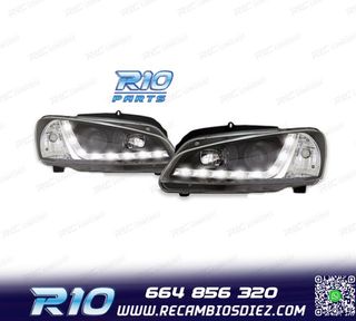 FAROS PEUGEOT 106 96-05 LUZ DIURNA LED FONDO NEGRO