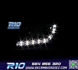 FAROS AUDI A3 8P 03-08 LUZ DIURNA LED FONDO CROMO