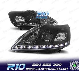 FAROS FORD FOCUS 08-11 LUZ DIURNA FONDO NEGRO