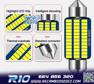 BOMBILLA LED C10W FESTOON 39MM 36LED