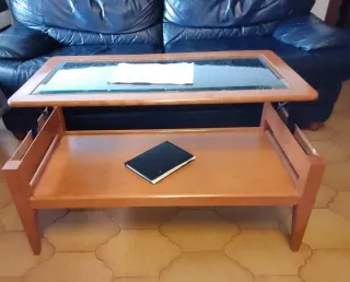 Mesa centro madera y cristal