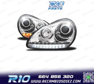 FAROS PARA PORSCHE CAYENNE 03-07 LUZ DIURNA XENON FONDO CROM