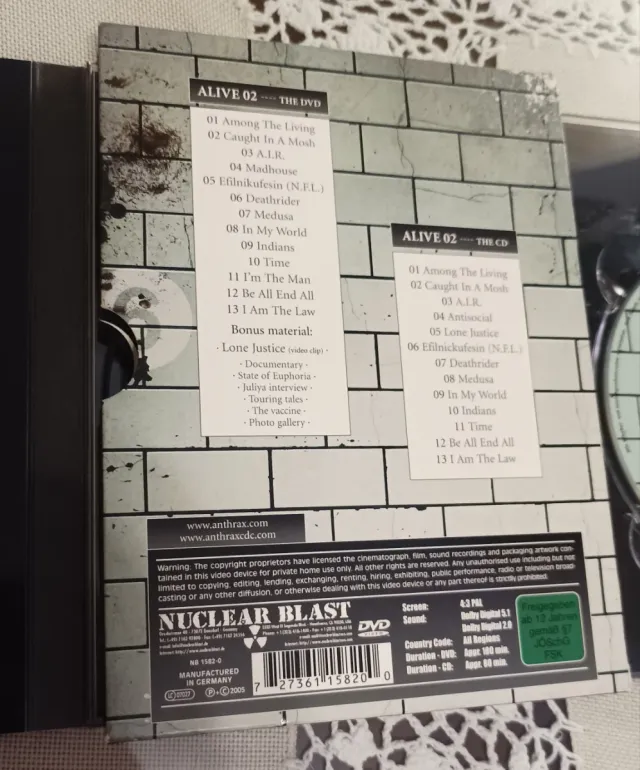 DVD Anthrax Alive 2 (2005) Edición Especial