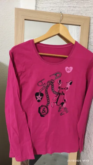 Camiseta rosa elástica manga larga