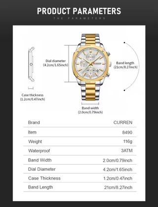 Reloj Curren Hombre Oro y Plata