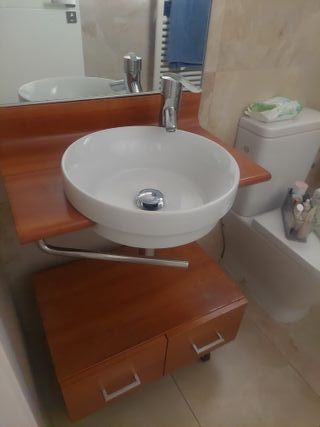 Mueble baño  lavabo cajonera grifo 