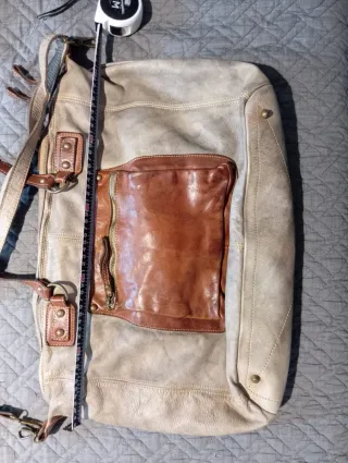 Bolso maxi piel Bayside beige/marrón