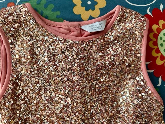 Vestido niña fiesta lentejuelas salmón