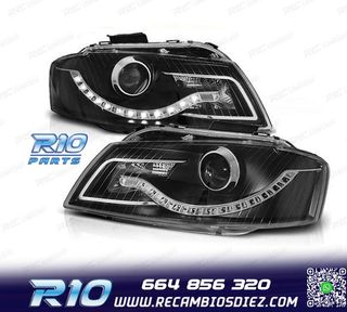 FAROS AUDI A3 8P LUZ DIURNA LED FONDO NEGRO