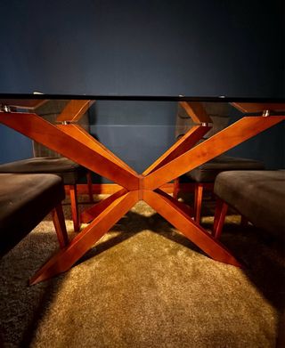 Mesa de jantar 6 lugares madeira e vidro