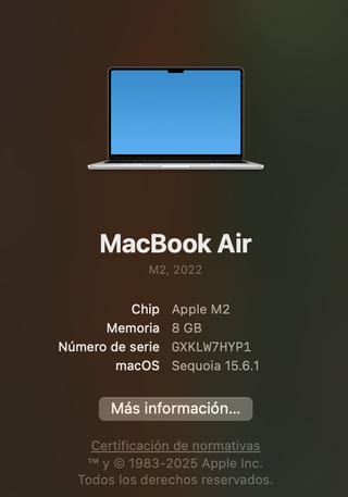 MacBook Air M2 2022 13" 8GB RAM 256GB SSD