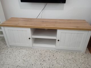 Mueble TV madera y blanco