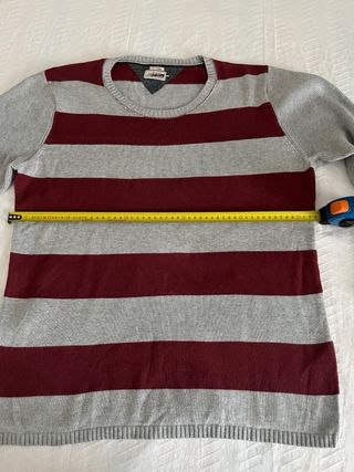 Jersey Tommy Hilfiger Rayas Gris/Rojo Talla L