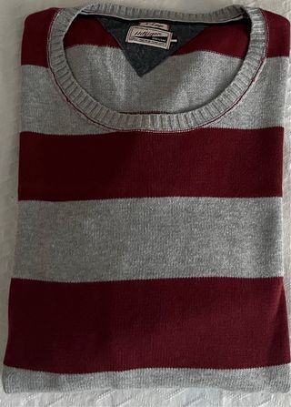 Jersey Tommy Hilfiger Rayas Gris/Rojo Talla L