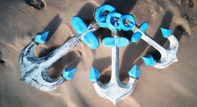 Anclas de madera decorativas (Set de 3)