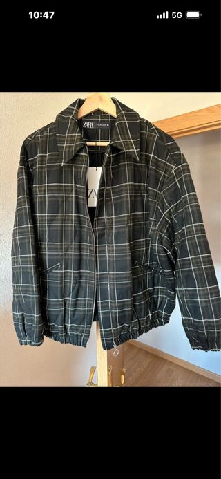 Cazadora Zara cuadros negra talla M