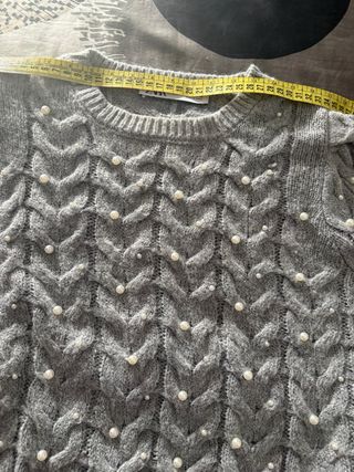 Jersey Zara Gris Perlas Manga Corta