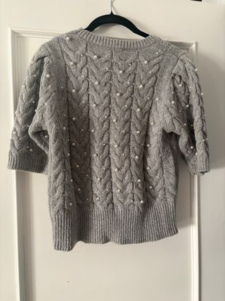 Jersey Zara Gris Perlas Manga Corta