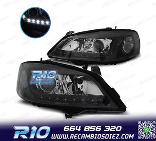 FAROS LUZ DIURNA LED PARA OPEL ASTRA G 97-04 FONDO NEGRO