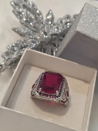 Anillo Hombre Rojo y Plateadotalla23